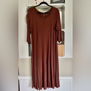 SOLD - Elegant Brown Midi Dress